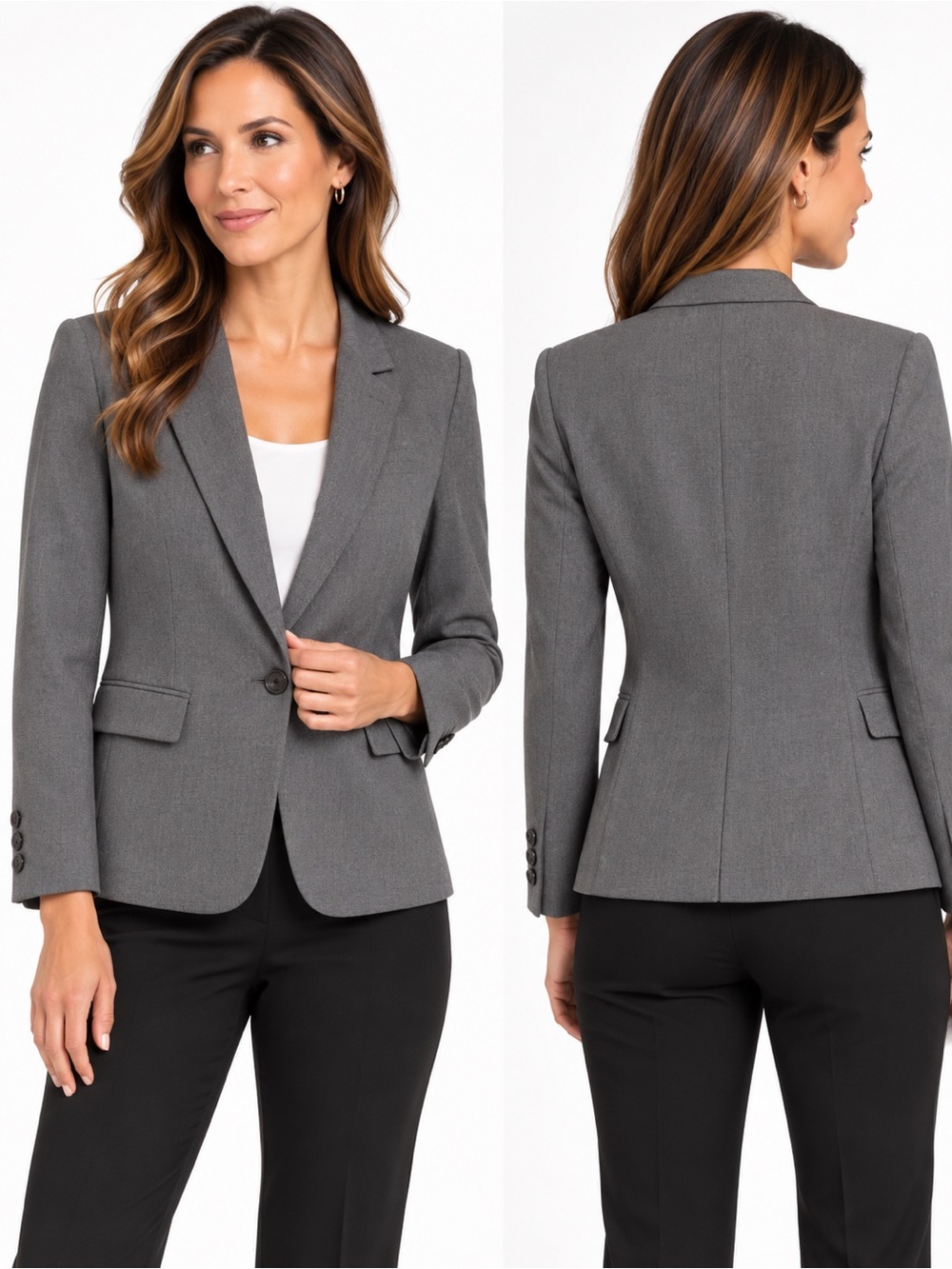 Liz Claiborne Gray Single-Button Professional Tailored Blazer 4P